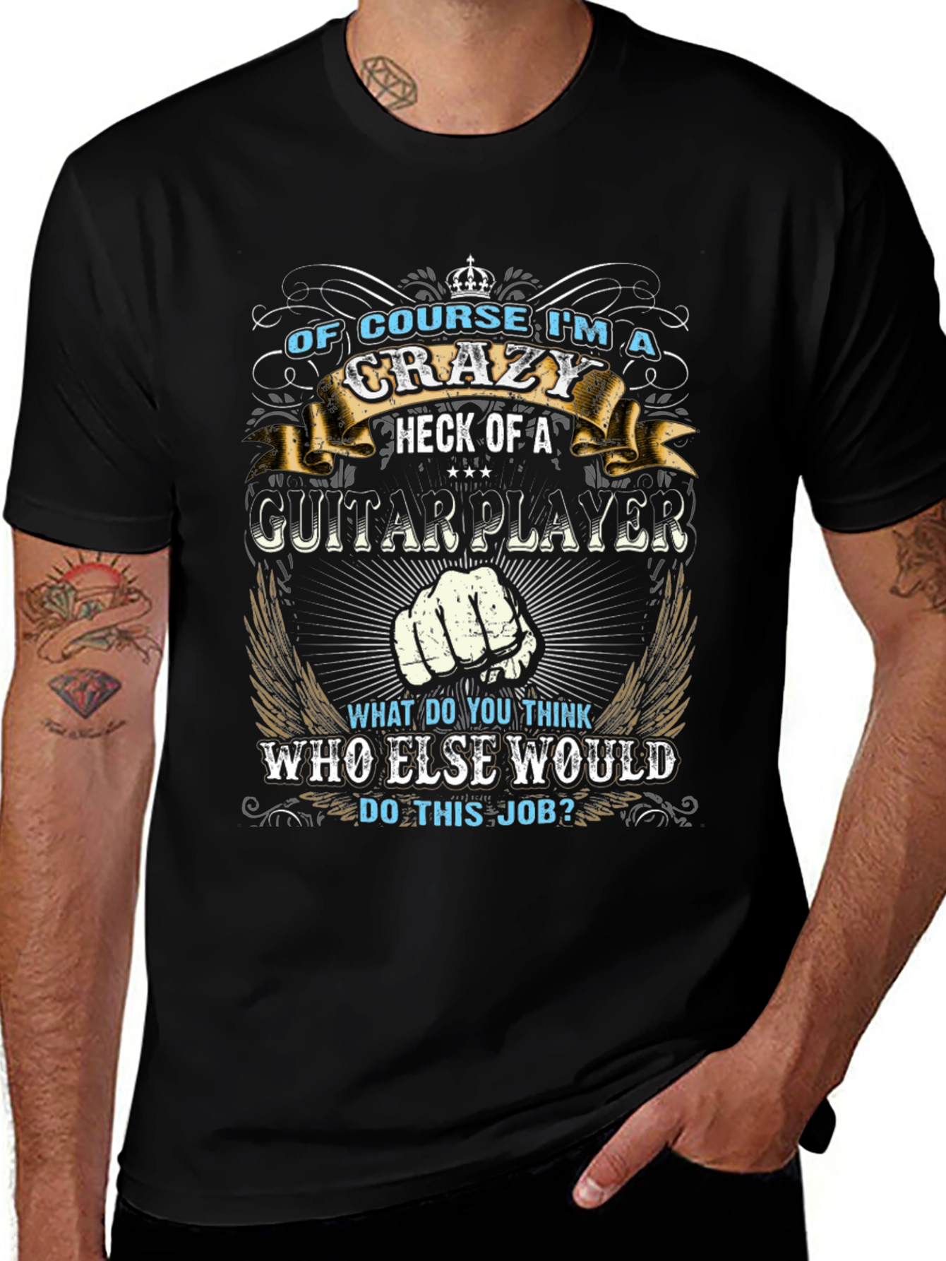 Crazy Guitar Player Graphic Tee