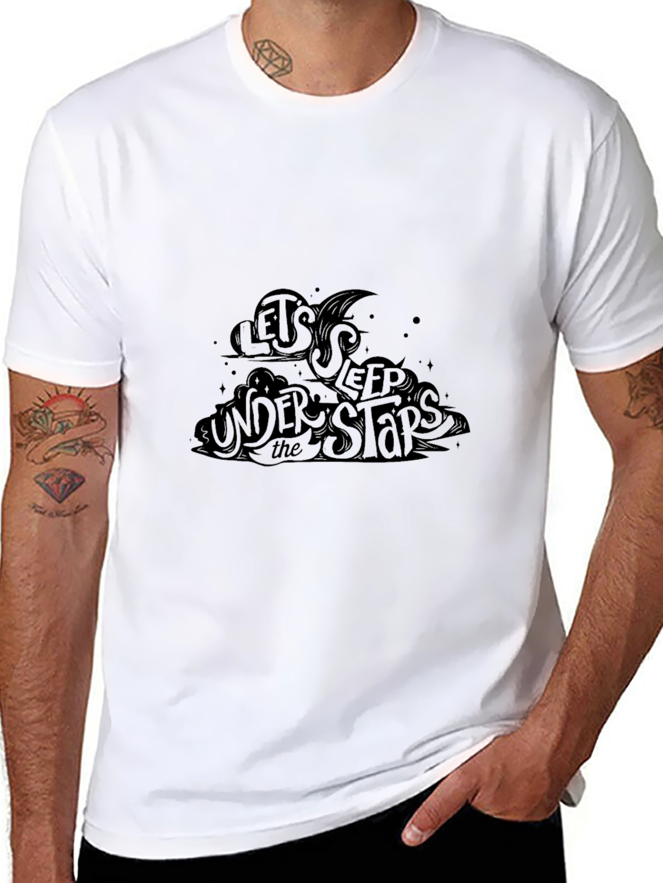 Stylish Black T-Shirt: Lets Sleep Under the Stars
