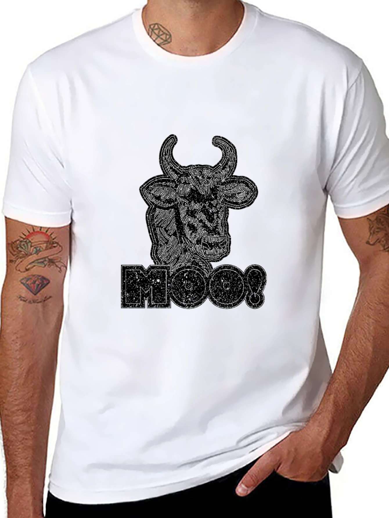 Moo! Cow Graphic Black T-Shirt
