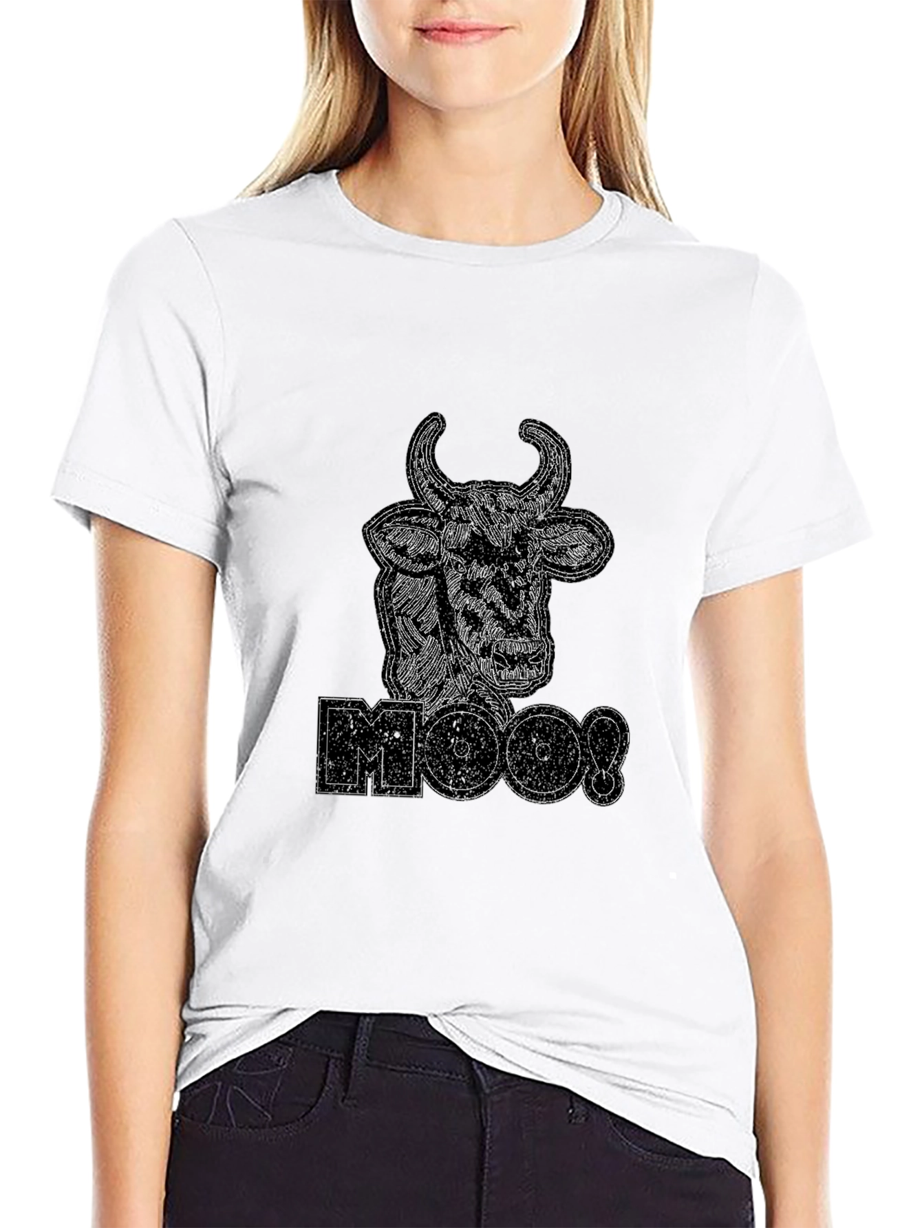 Moo! Cow Graphic Black T-Shirt