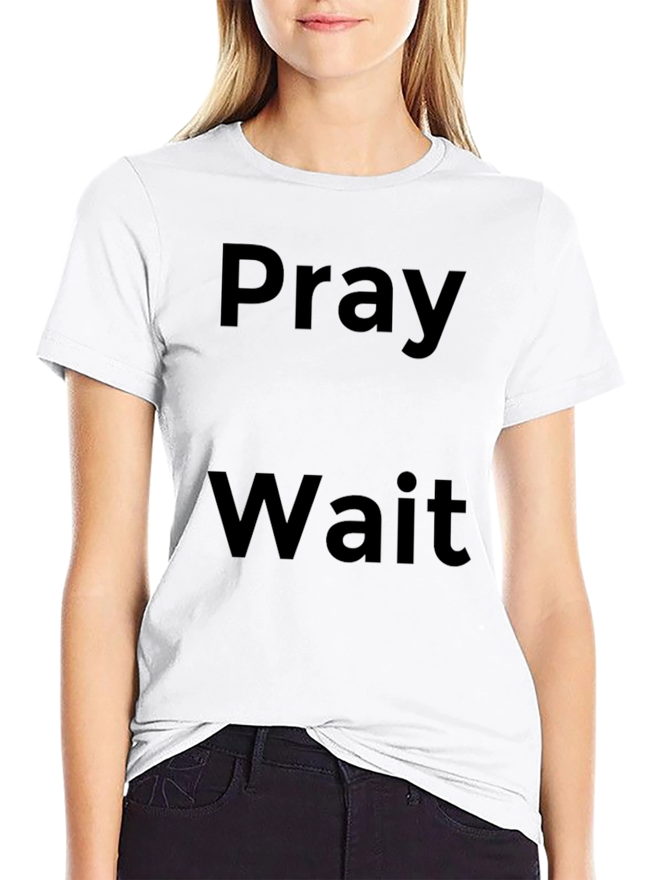 Pray Wait Black Graphic T-Shirt