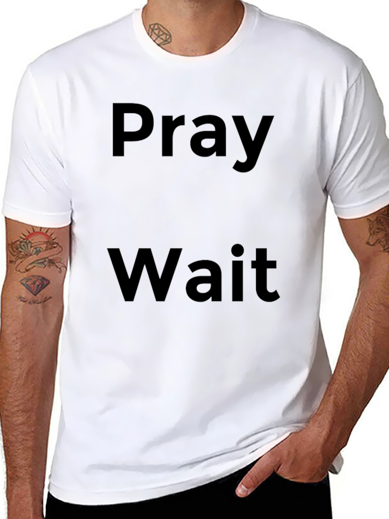 Pray Wait Black Graphic T-Shirt
