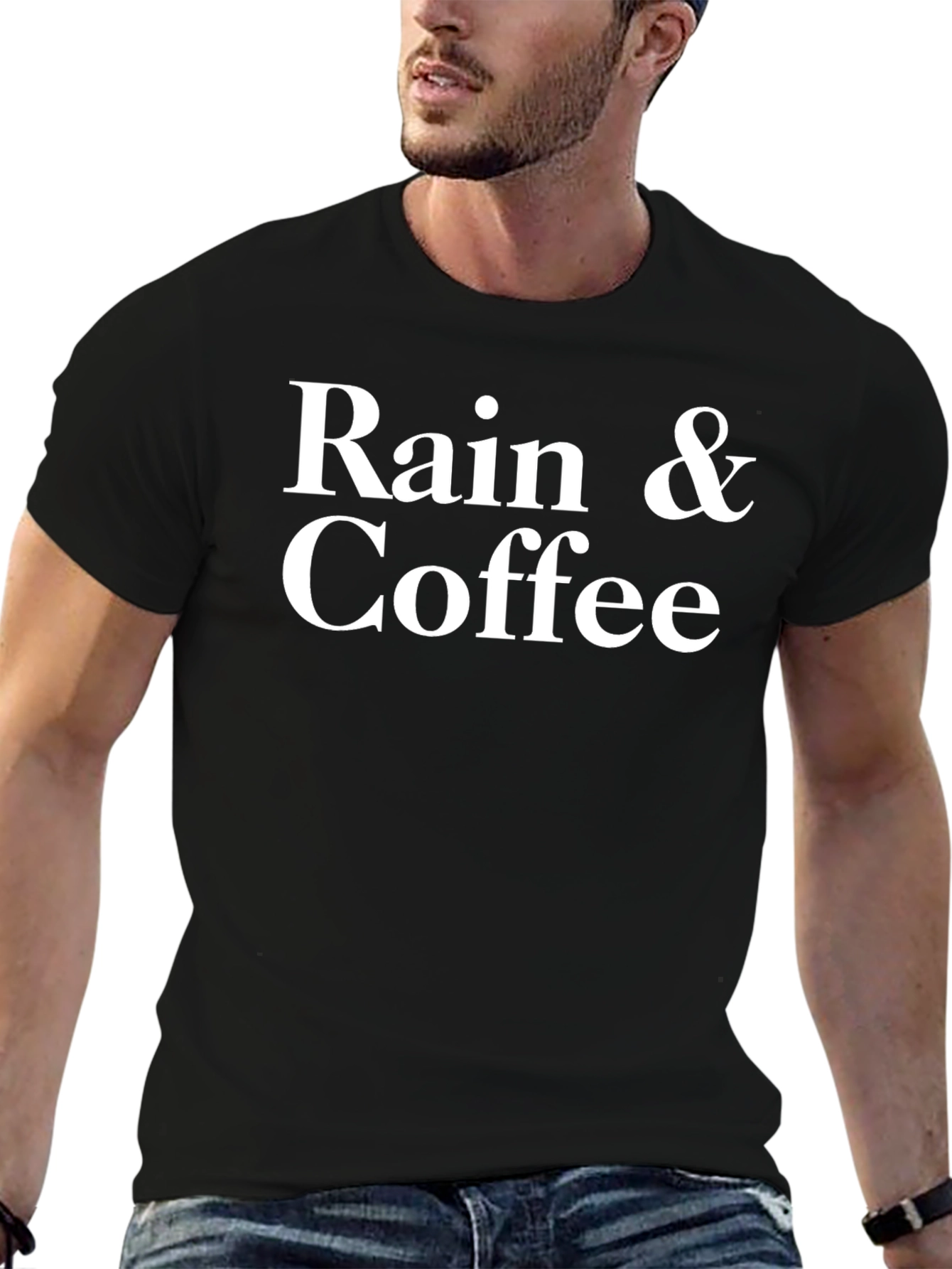Rain & Coffee Graphic T-Shirt - Unisex Black Tee