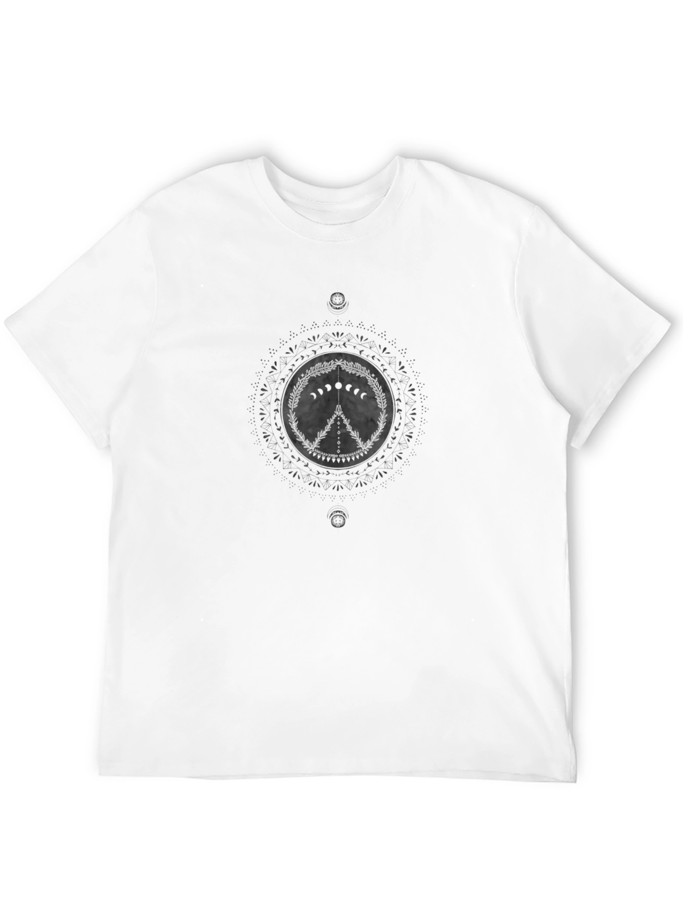 Peace Sign Moon Phase Graphic Tee - Black
