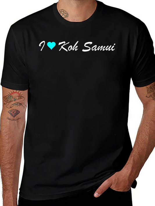 I Love Koh Samui T-Shirt Black Cotton Crew Neck