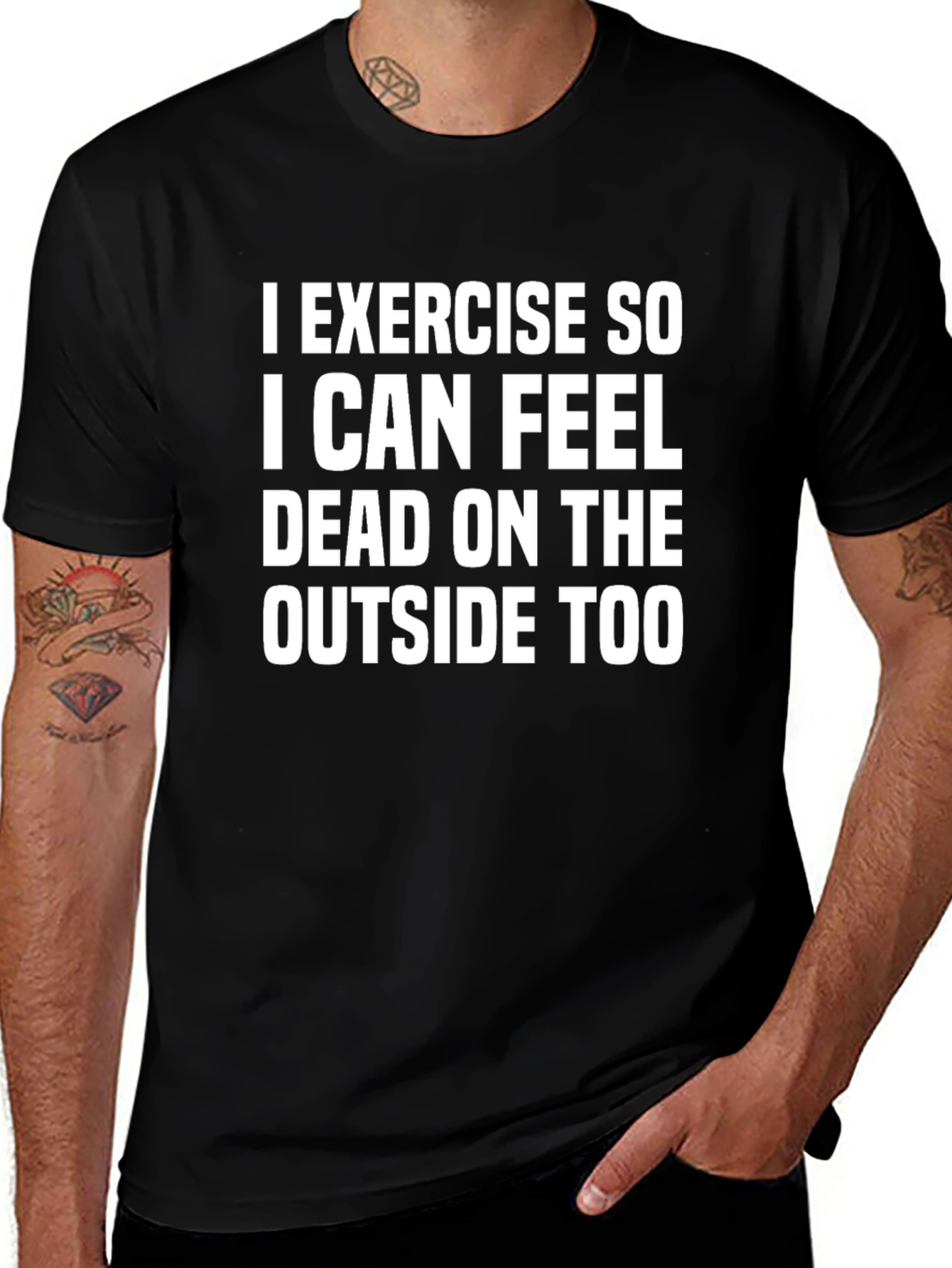 Funny Exercise T-Shirt - Dead on the Outside Tee