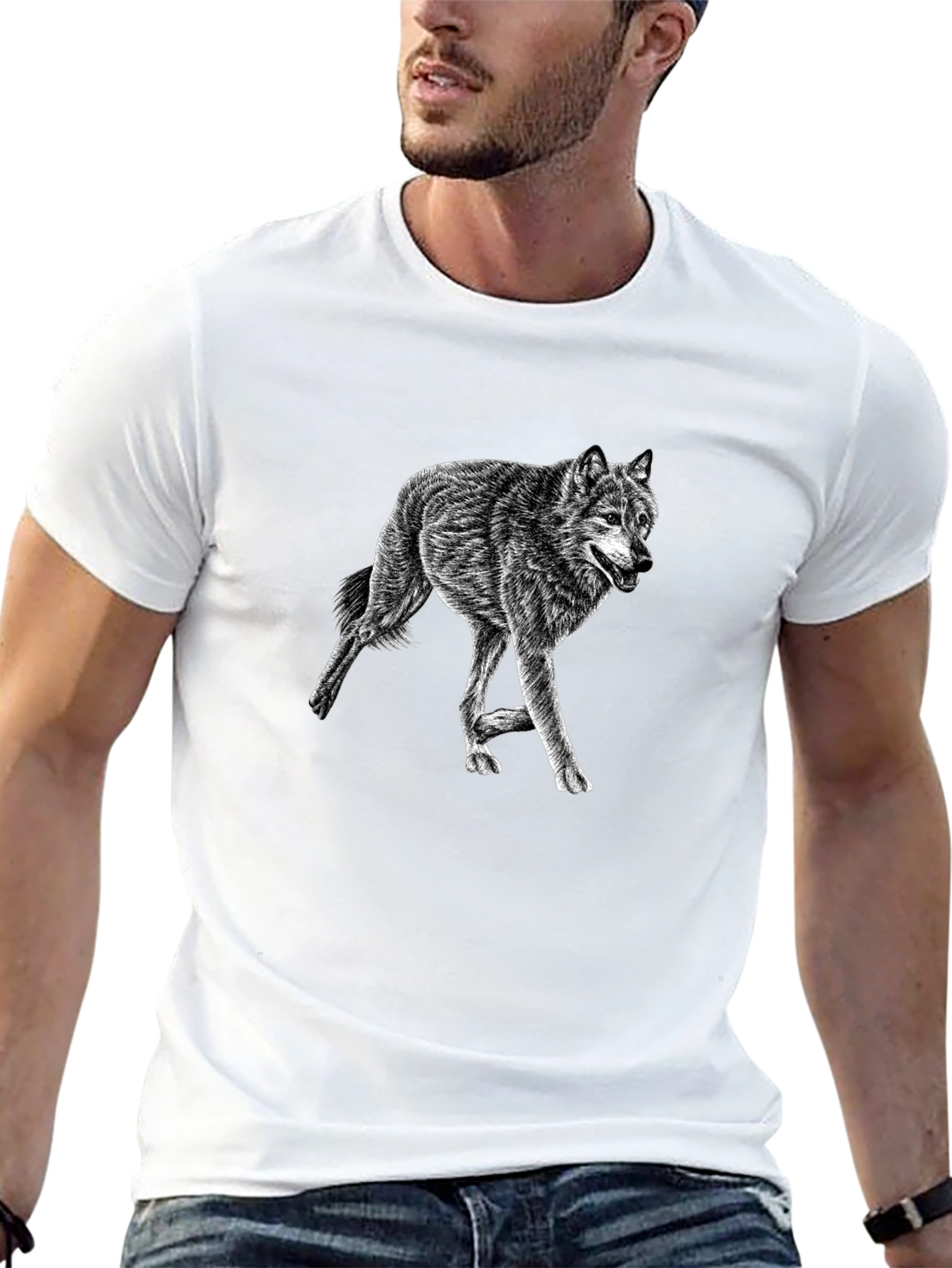 Wolf Graphic Tee - Mens Black Casual Shirt