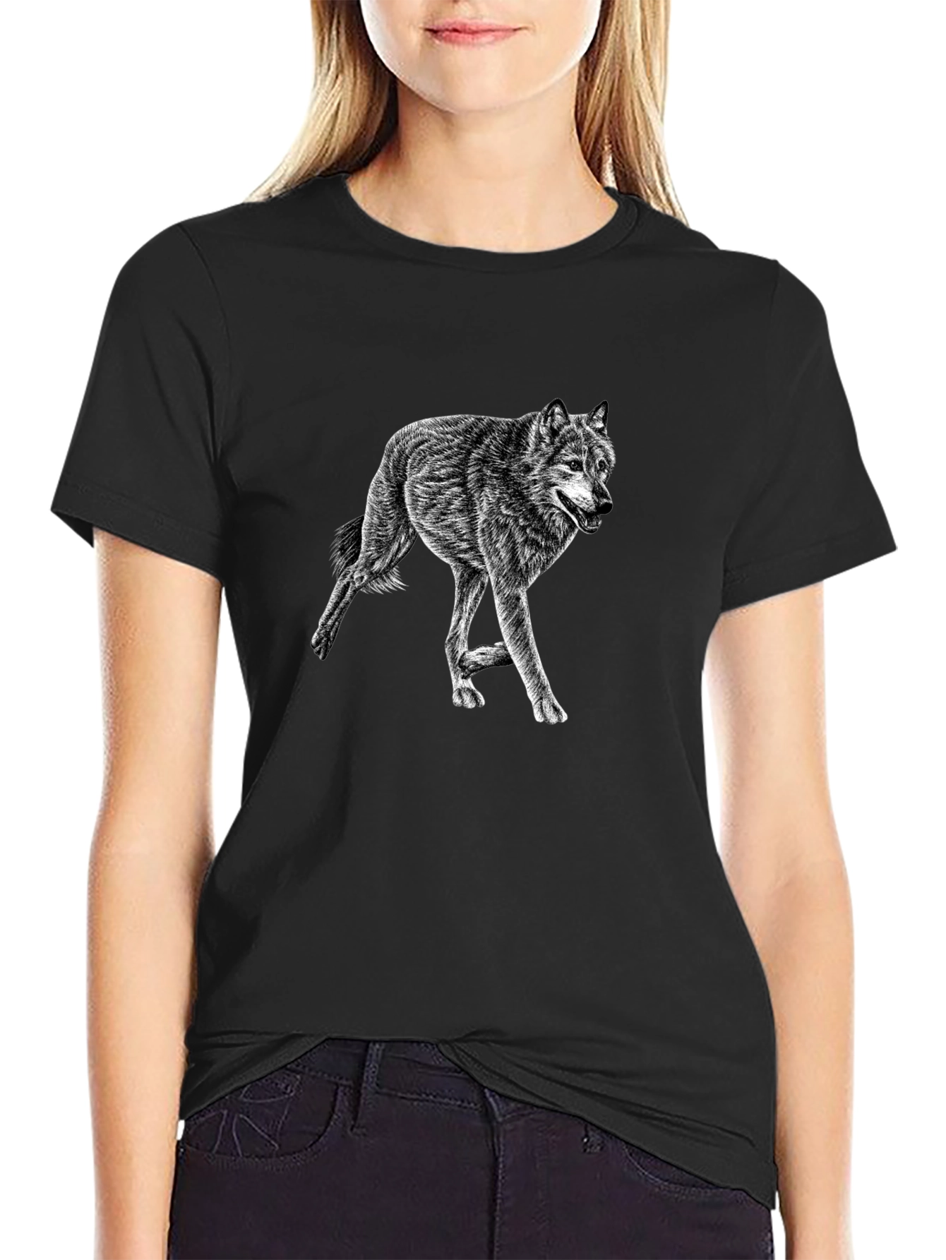 Wolf Graphic Tee - Mens Black Casual Shirt