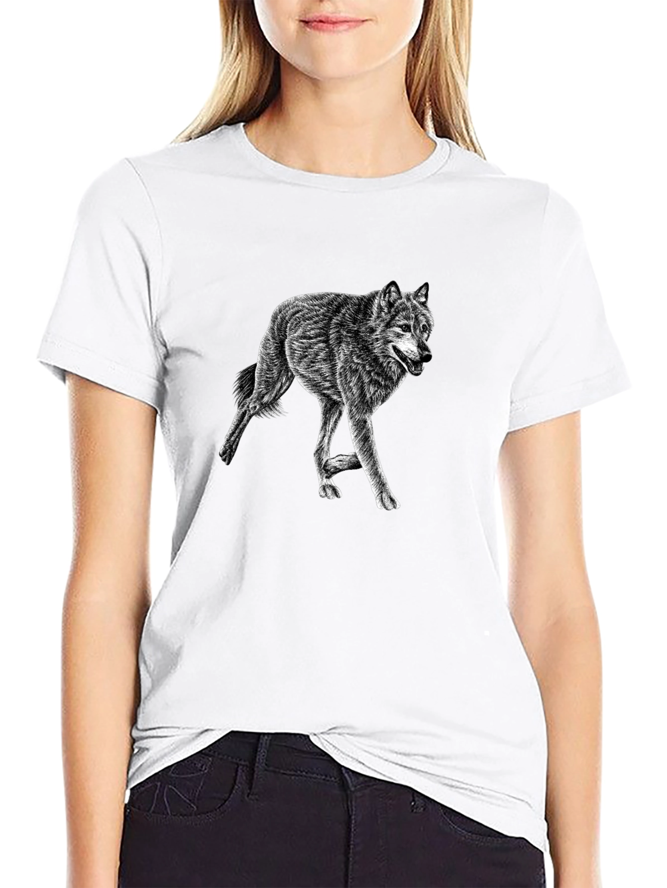 Wolf Graphic Tee - Mens Black Casual Shirt