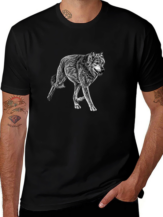 Wolf Graphic Tee - Mens Black Casual Shirt