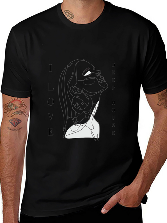 I Love Deep House Black Graphic Tee