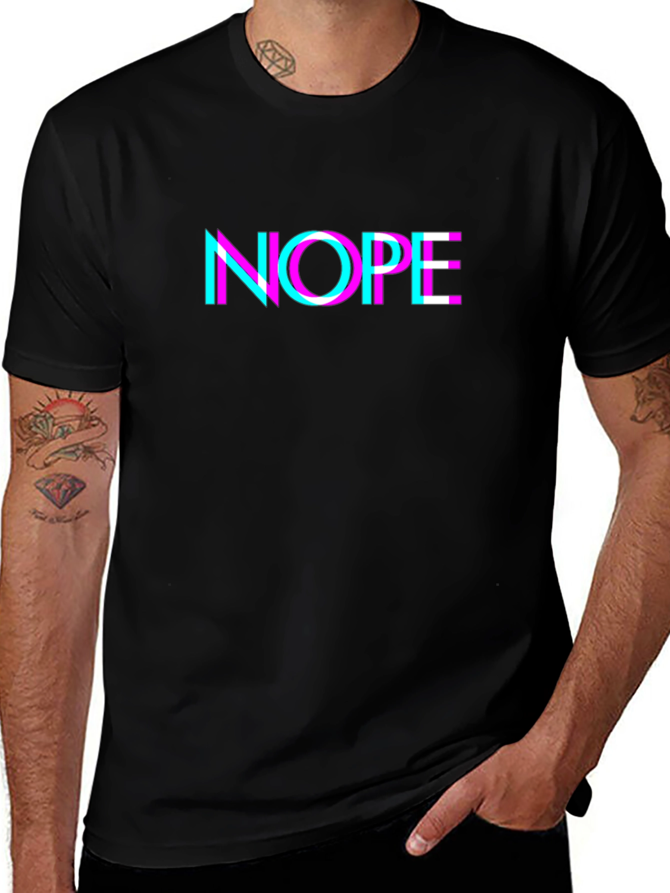 Nope Glitch Graphic Tee - Bold Statement Shirt