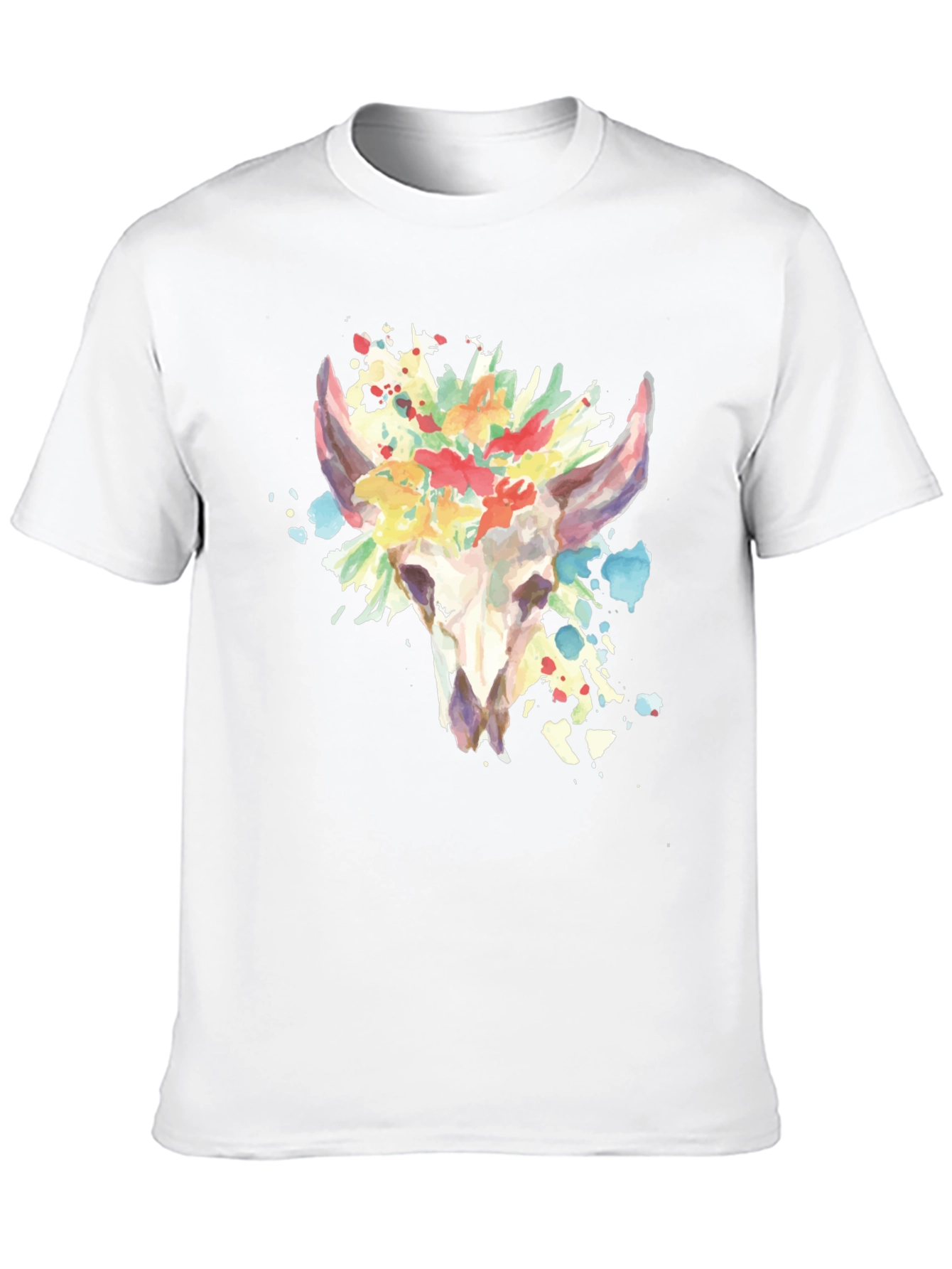 Floral Skull Graphic Tee - Mens Black T-Shirt