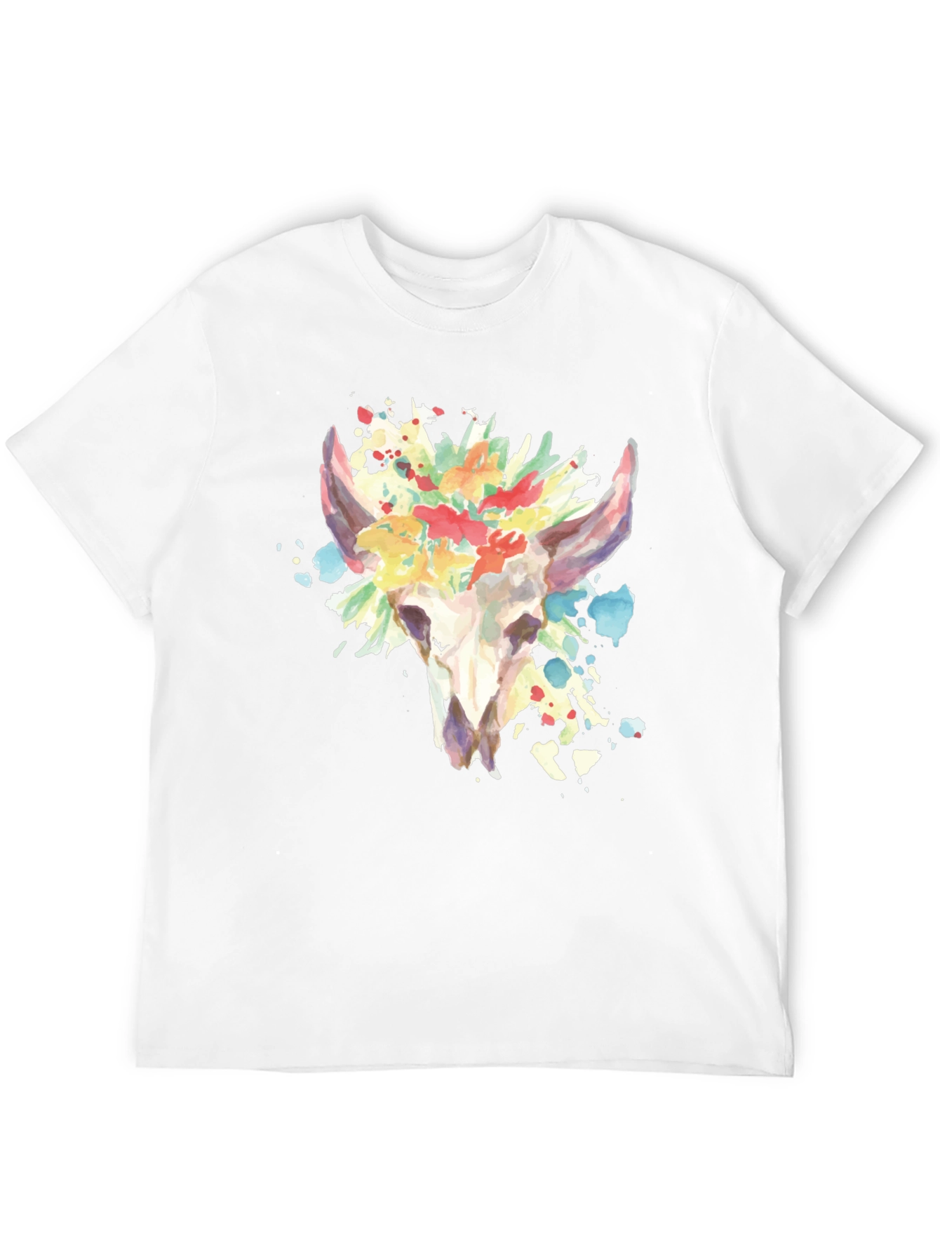 Floral Skull Graphic Tee - Mens Black T-Shirt