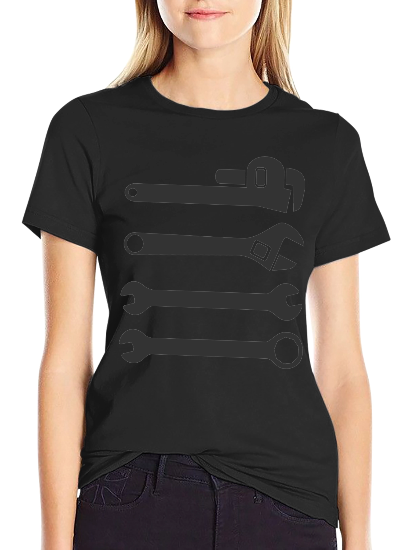 Wrench Graphic Tee - Black Crew Neck T-Shirt