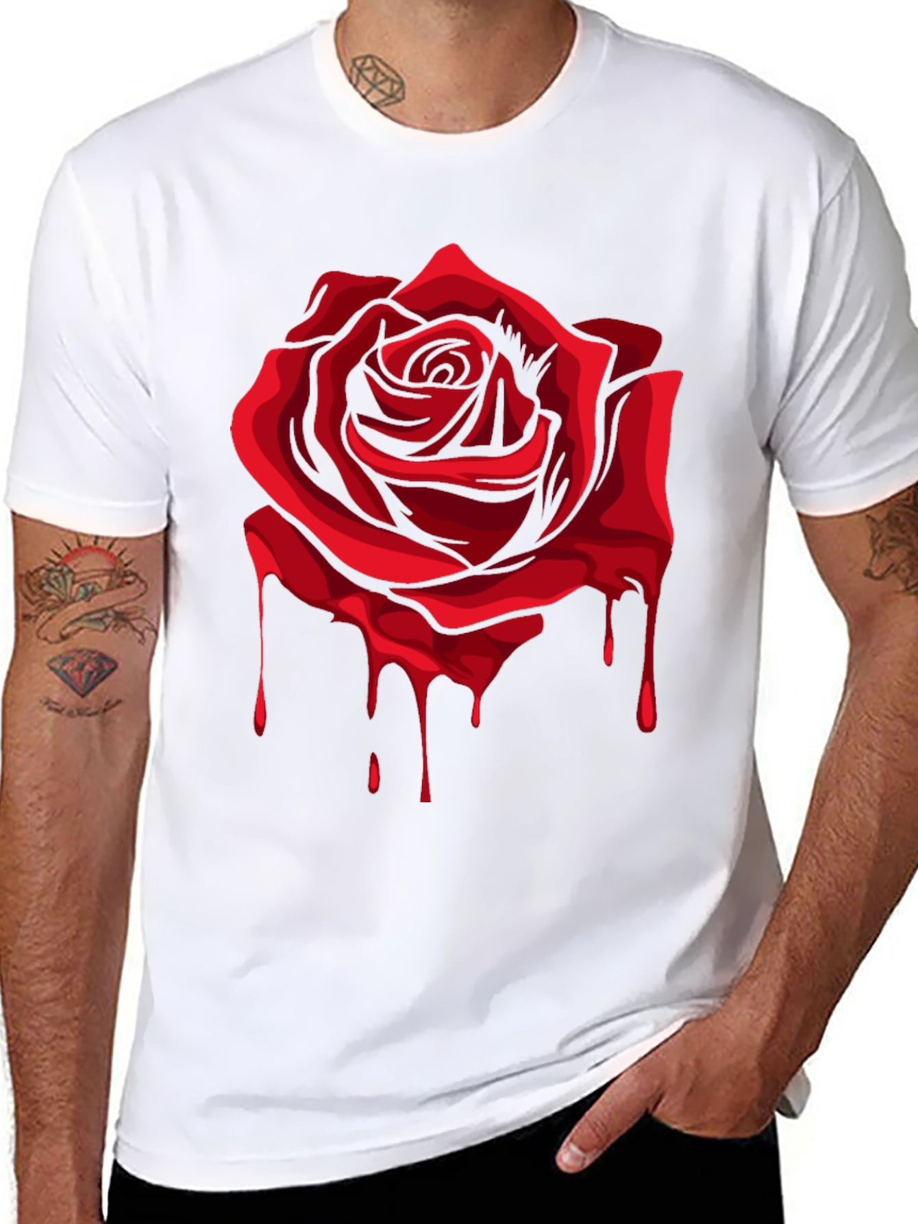 Bleeding Rose Graphic T-Shirt - Black