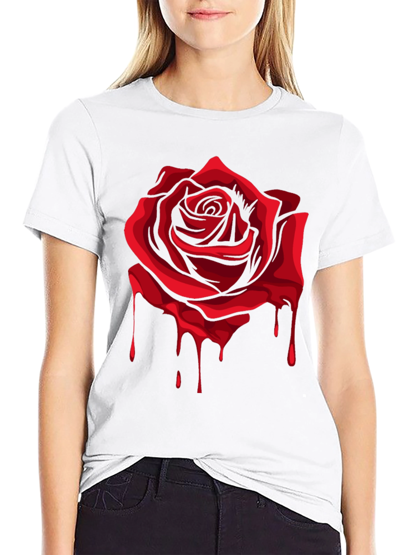 Bleeding Rose Graphic T-Shirt - Black