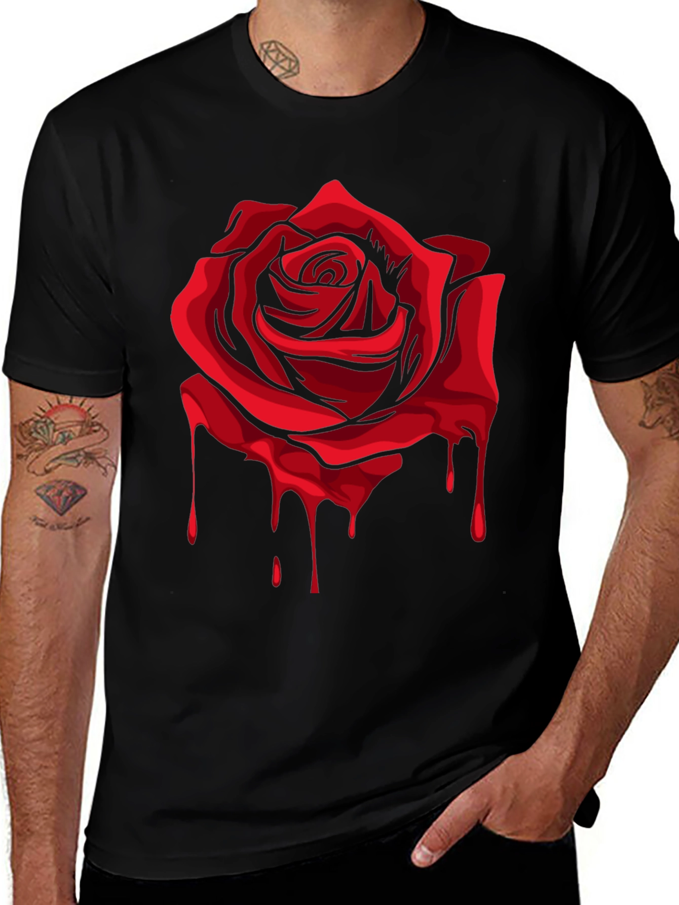 Bleeding Rose Graphic T-Shirt - Black