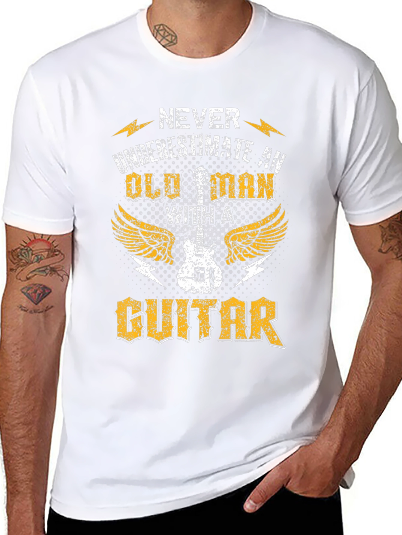 Never Underestimate Old Man With Guitar T-Shirt