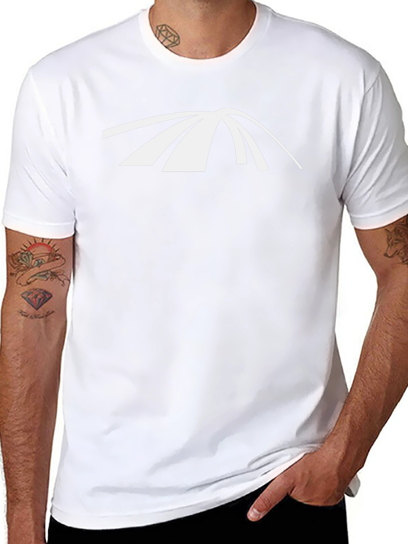 Modern White Archway Design on Black T-Shirt