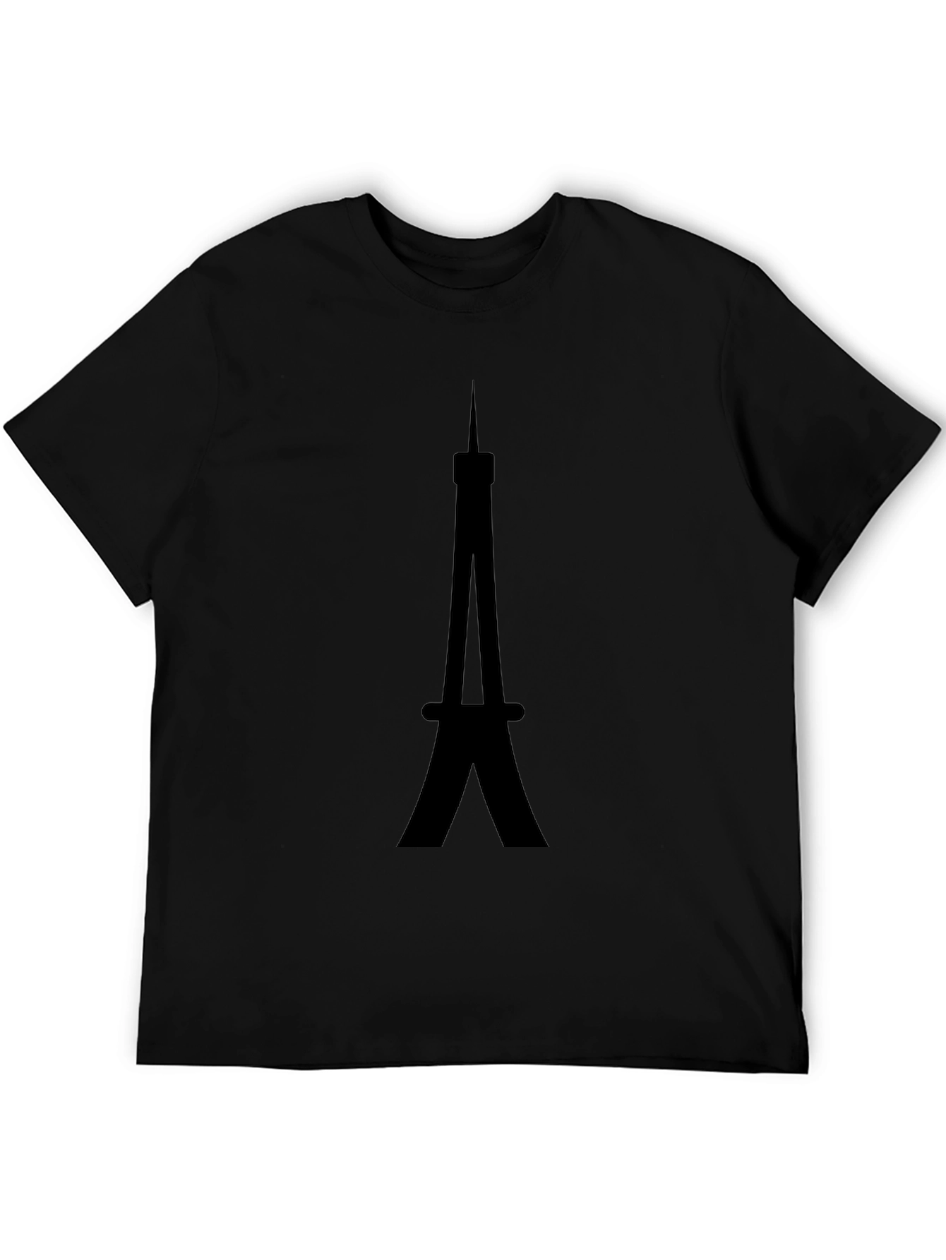 Eiffel Tower Graphic Tee - Black Cotton Casual Shirt