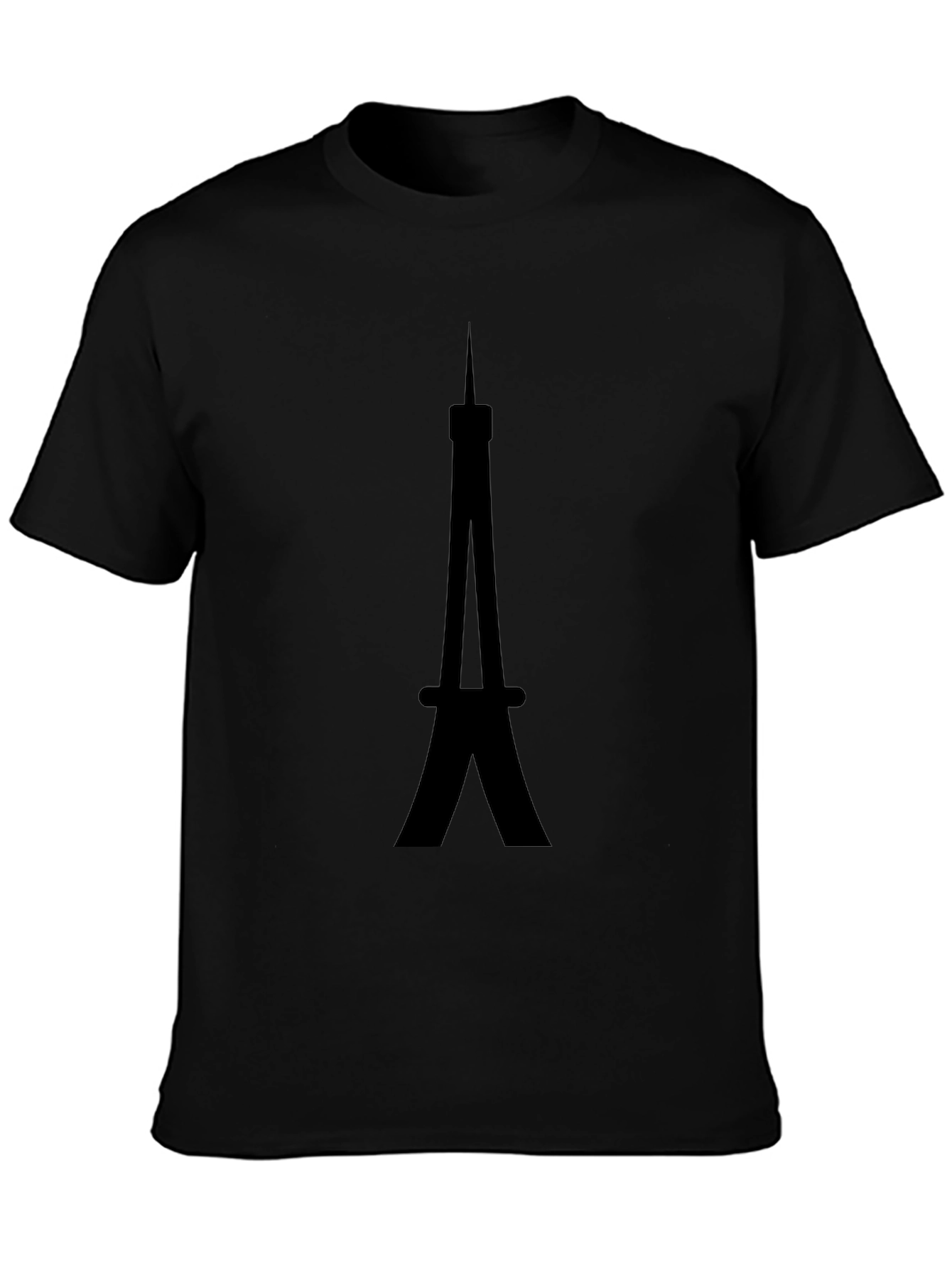 Eiffel Tower Graphic Tee - Black Cotton Casual Shirt