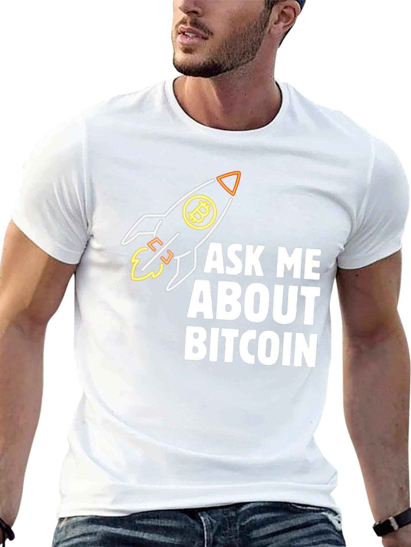 Ask Me About Bitcoin Rocket T-Shirt