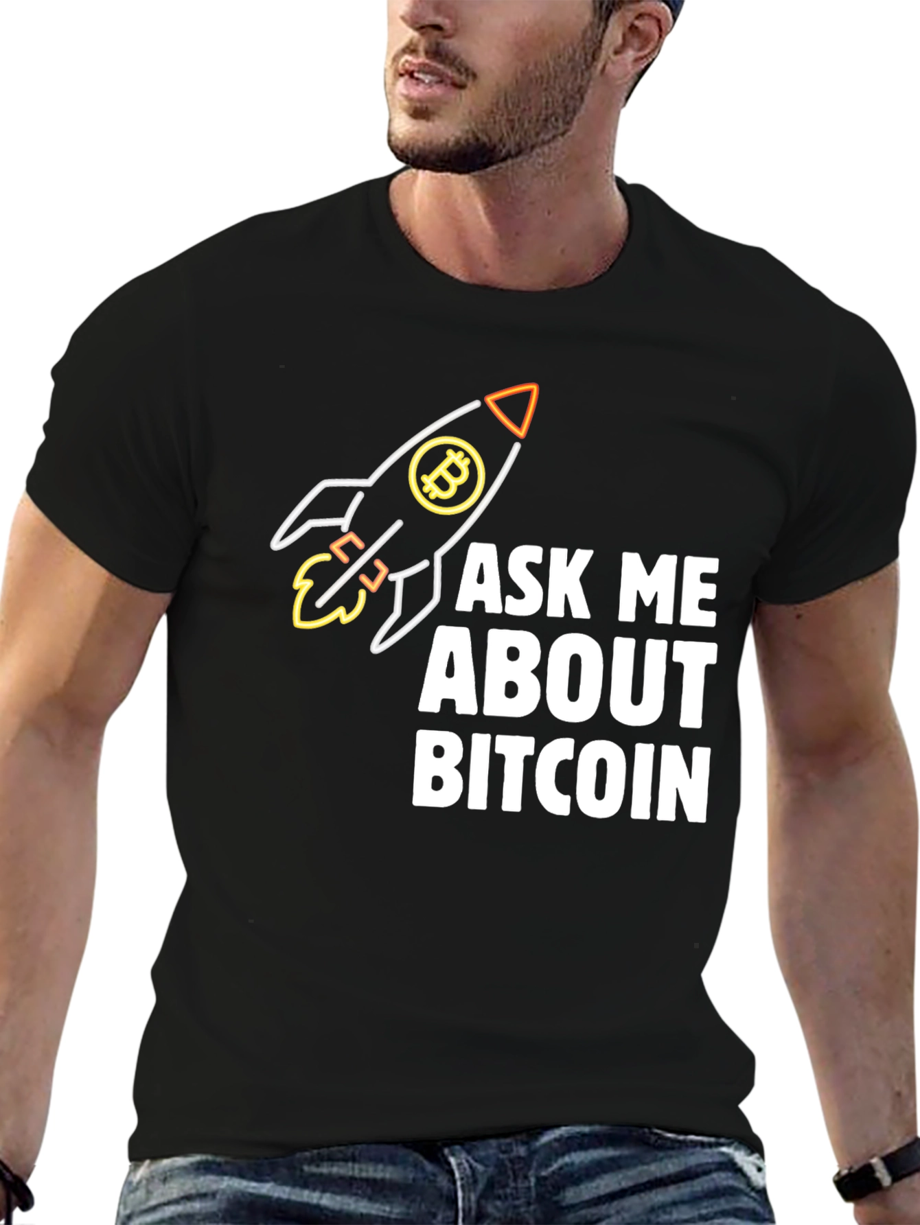 Ask Me About Bitcoin Rocket T-Shirt