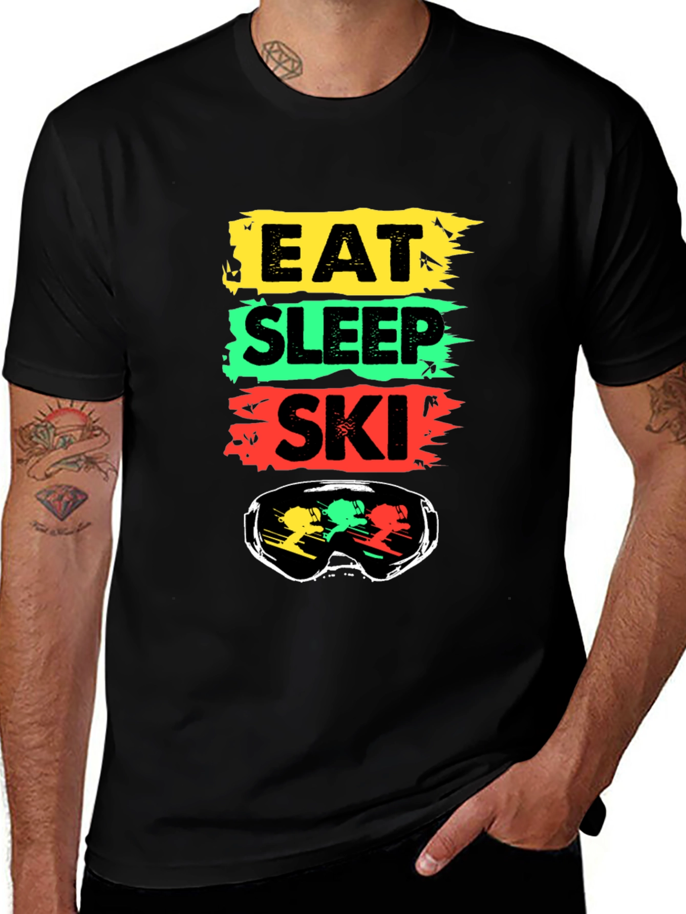 Eat Sleep Ski Black T-Shirt