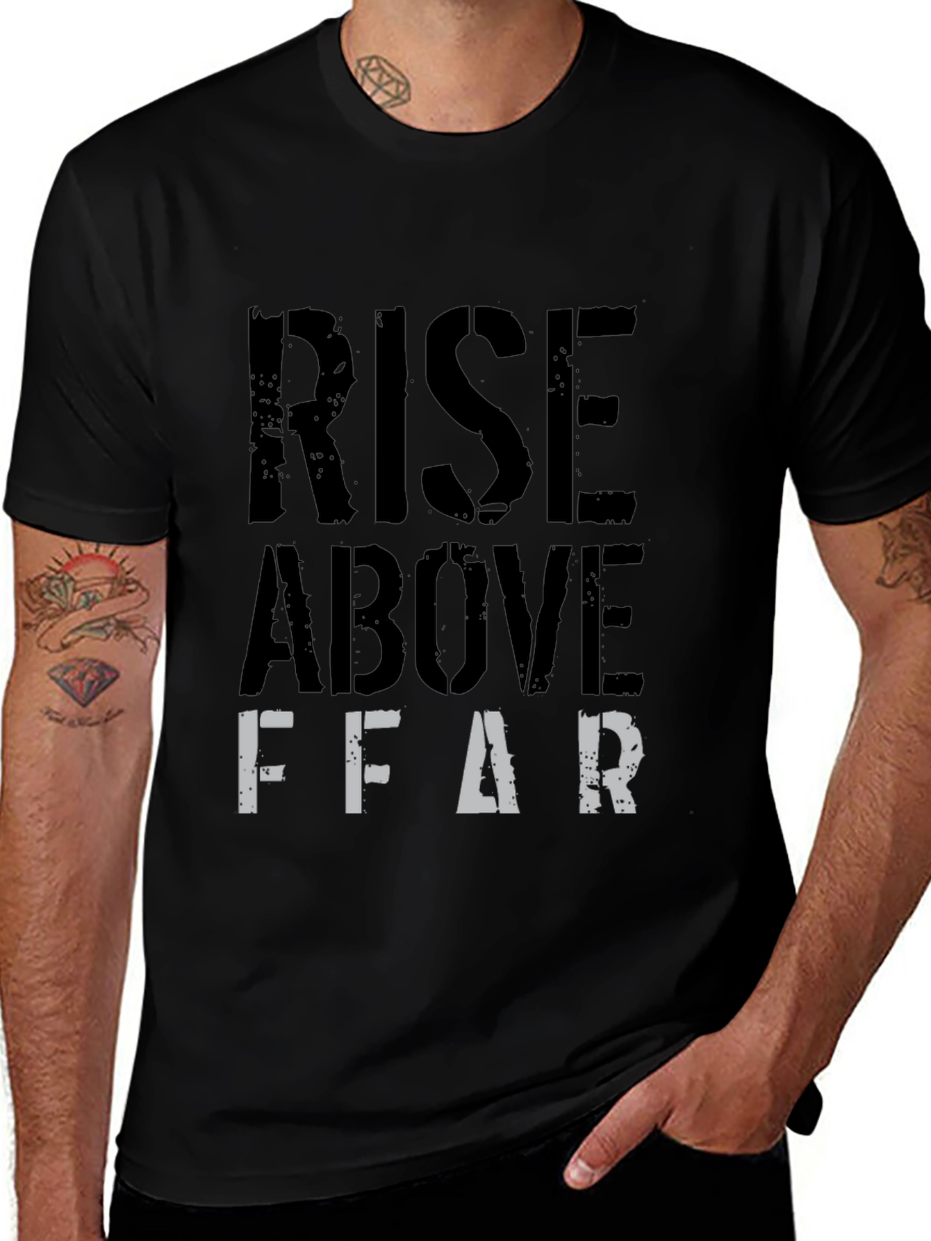 Rise Above Fear Graphic T-Shirt - Black