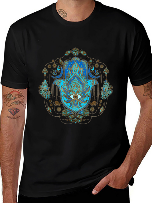 Hamsa Hand Graphic Print Tee - Spiritual Protection T-Shirt