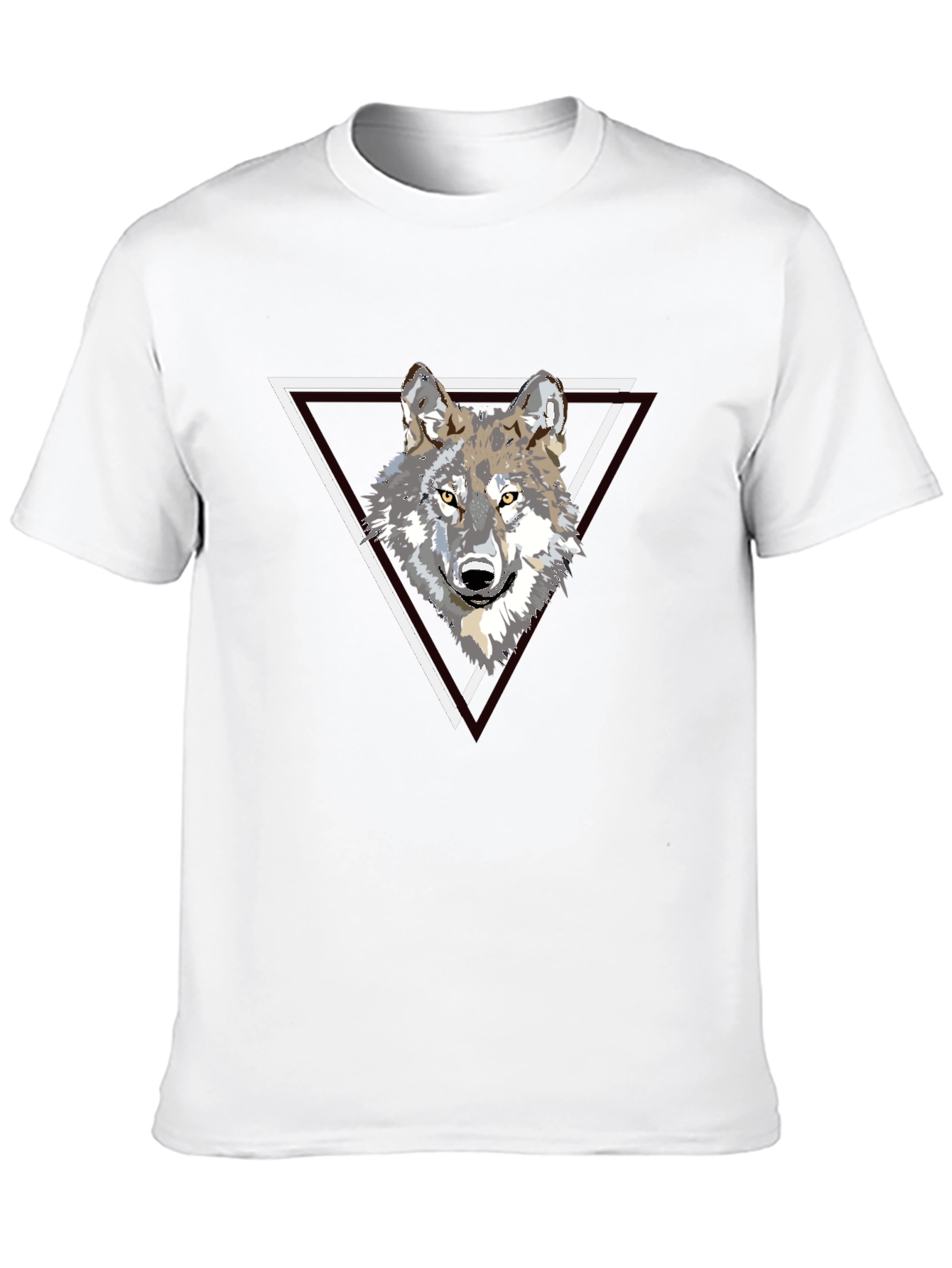 Wolf Triangle Graphic Print Black T-Shirt