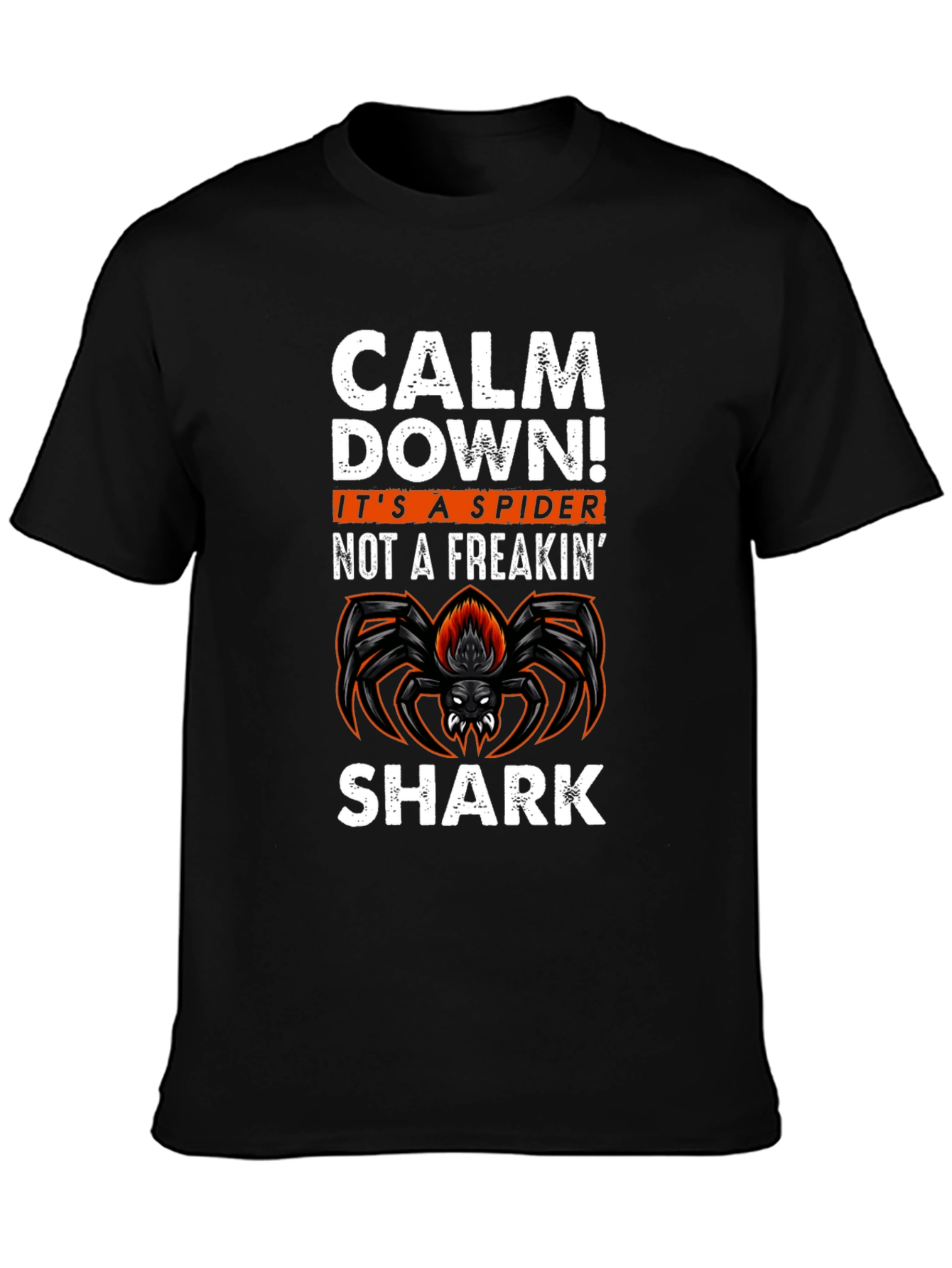 Calm Down Spider Graphic Tee -  Funny Halloween T-Shirt