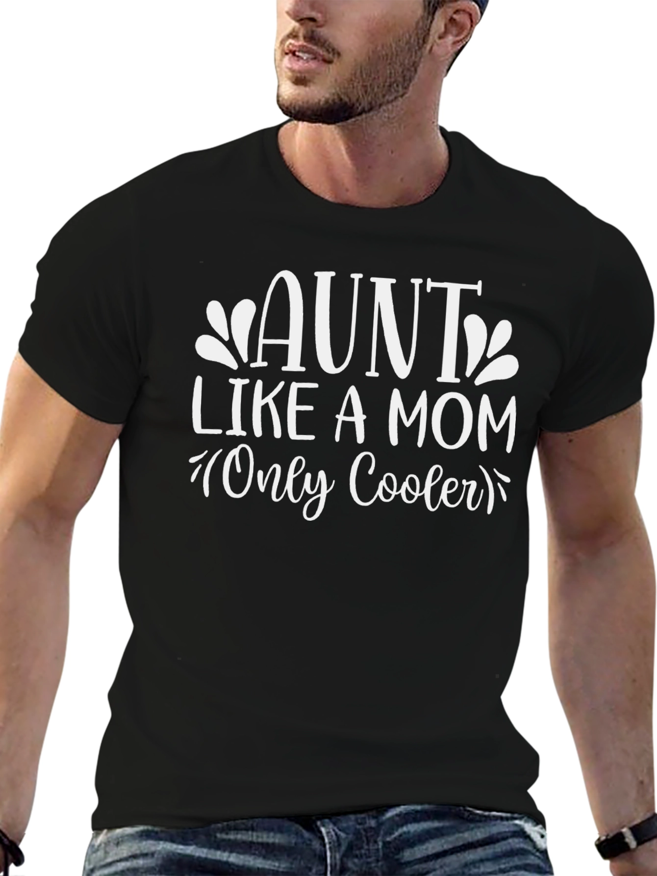 Aunt Like A Mom Only Cooler - Black T-Shirt