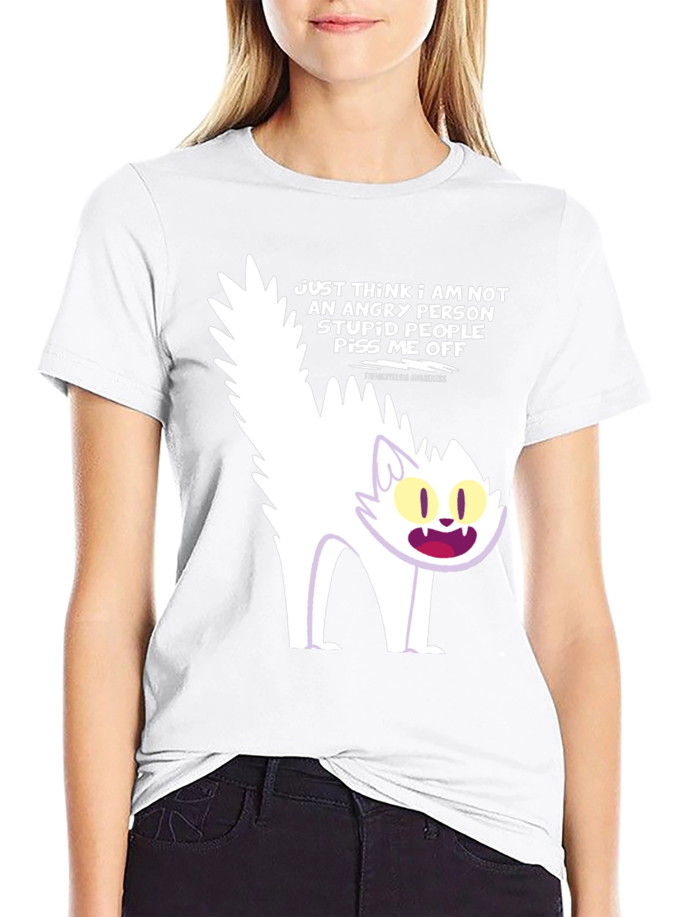 Angry Cat Graphic Tee - Fibromyalgia Awareness