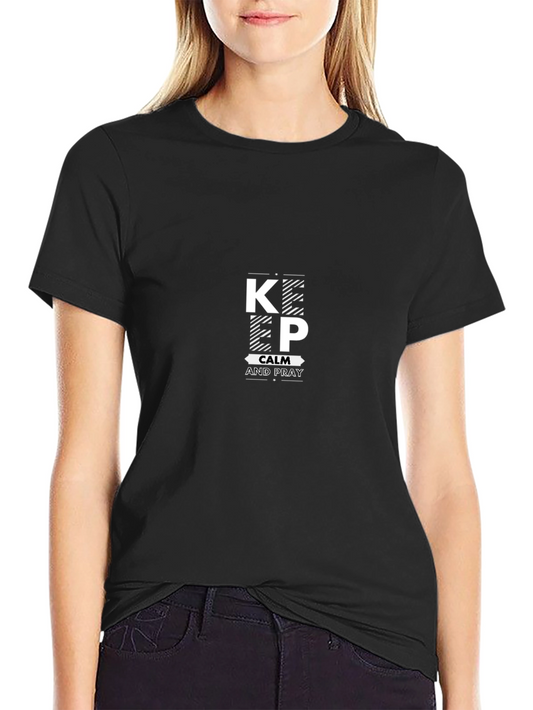 Keep Calm and Pray Black Graphic T-Shirt