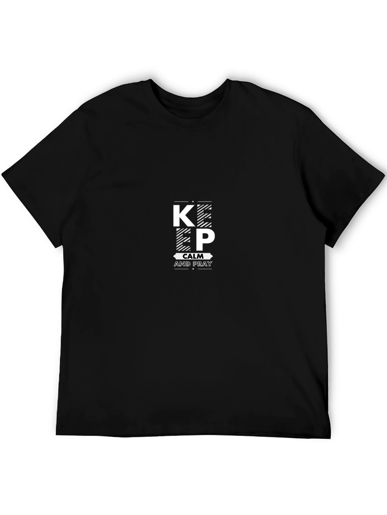 Keep Calm and Pray Black Graphic T-Shirt