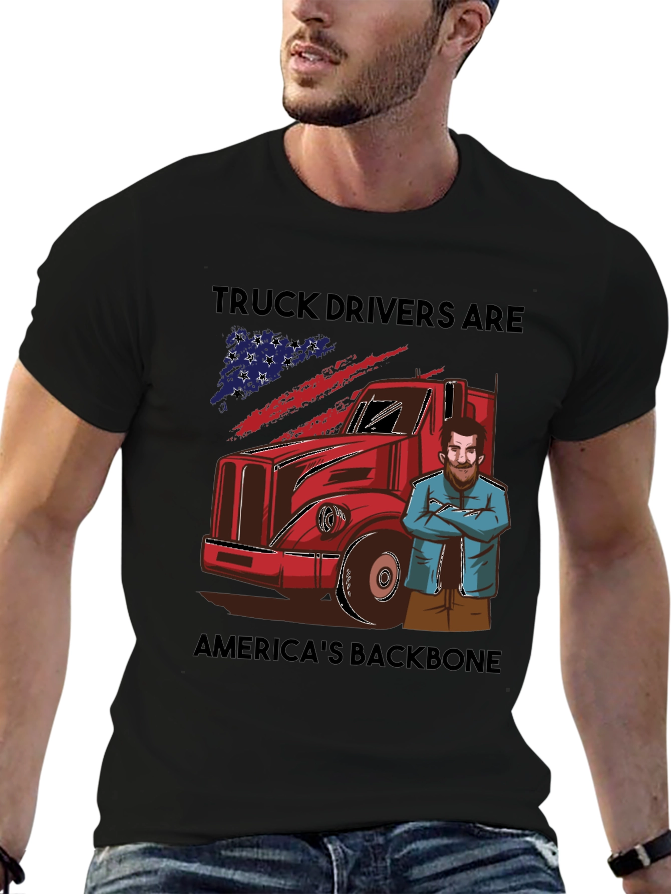 Truck Drivers Americas Backbone Graphic Tee
