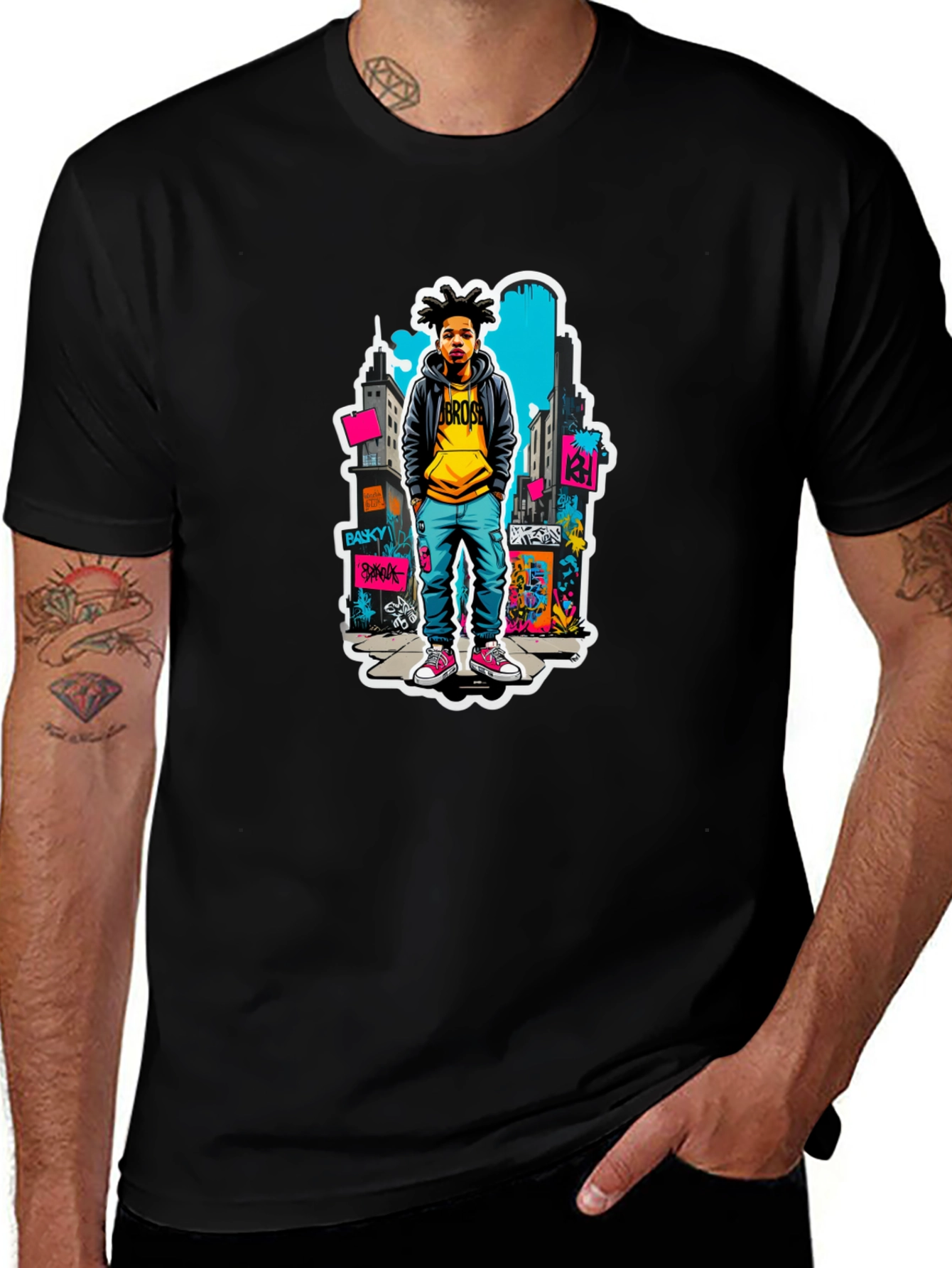 Urban Youth Graphic Tee - Black