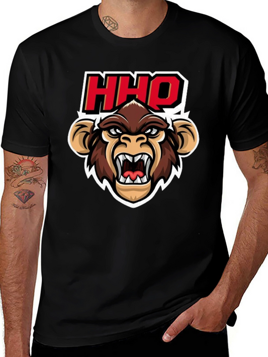 HHOQ Angry Monkey Graphic T-Shirt - Mens Black Tee