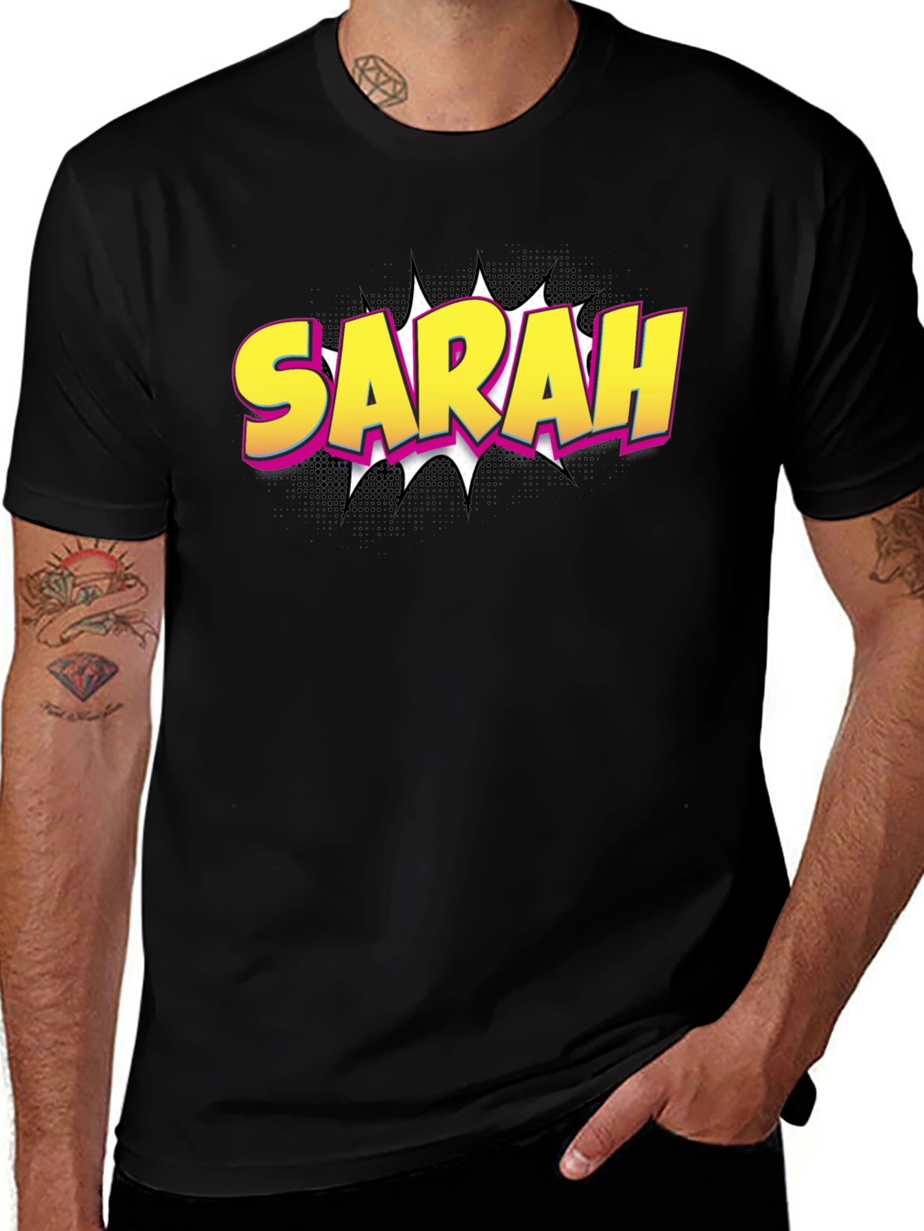 Sarah Comic Style Black T-Shirt