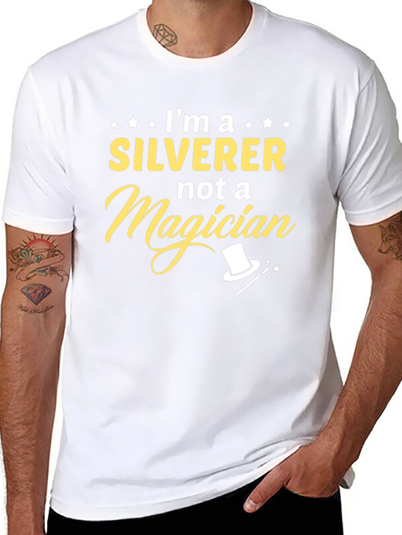 SILVERER not a Magician Black Graphic Tee