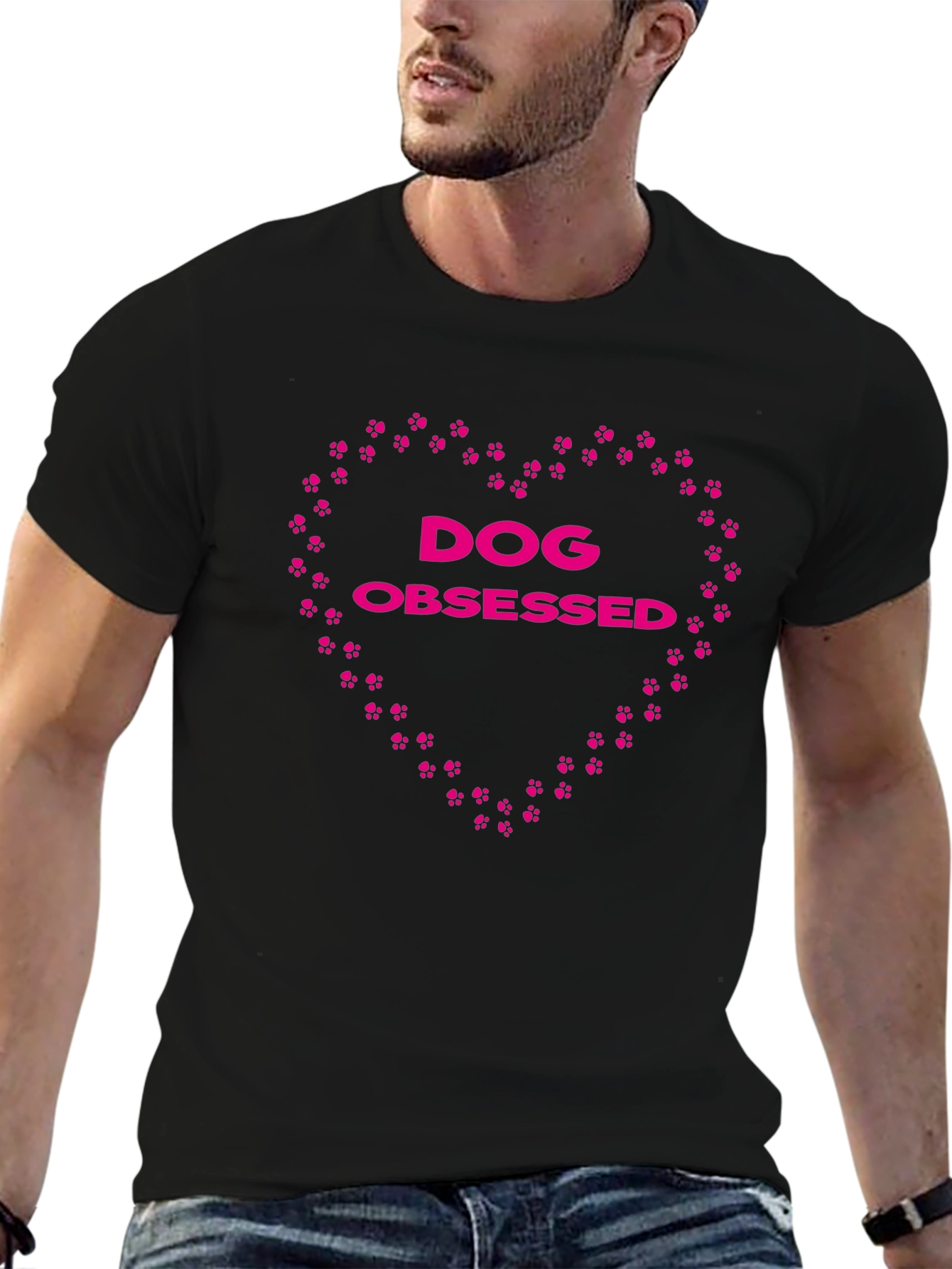 Dog Obsessed Paw Print Heart Graphic Tee