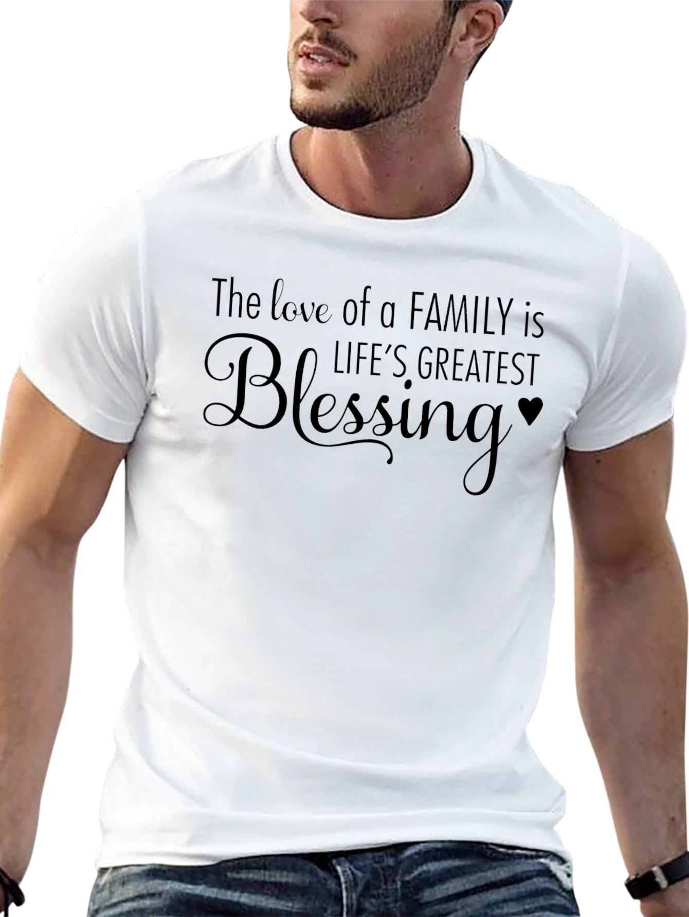 Family Love Blessing Graphic Tee - Black Casual Shirt