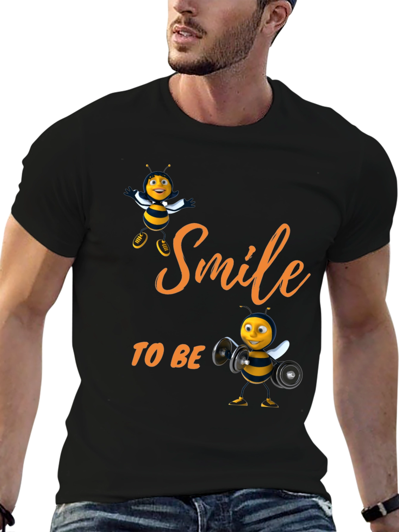 Smile to Bee Happy Black T-Shirt