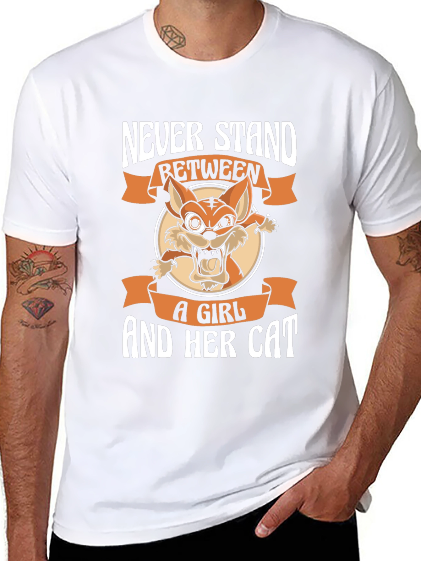 Never Stand Between A Girl And Her Cat T-Shirt
