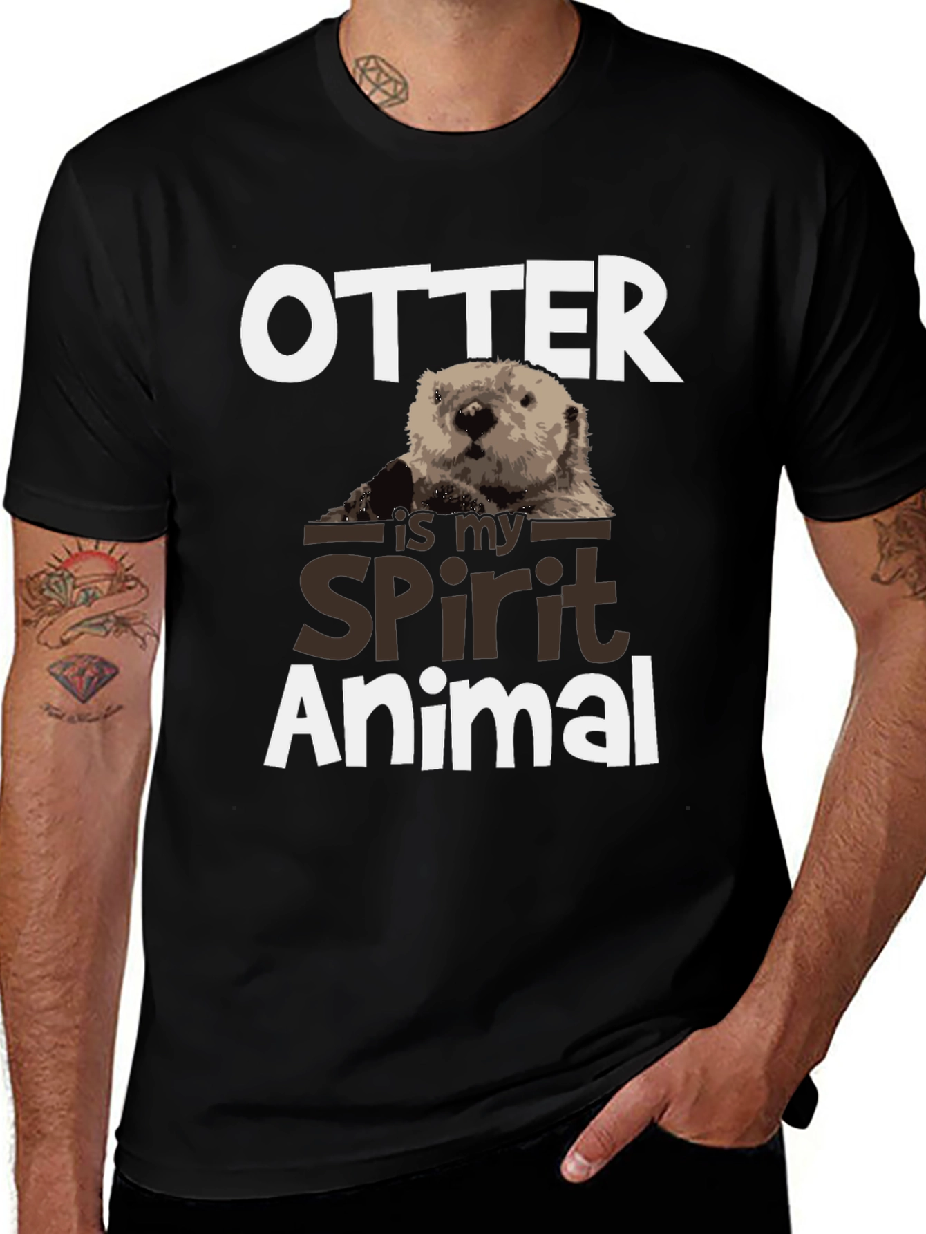 Otter Spirit Animal Graphic Tee - Black