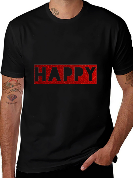 Happy Graphic Tee - Casual Cotton Blend T-Shirt