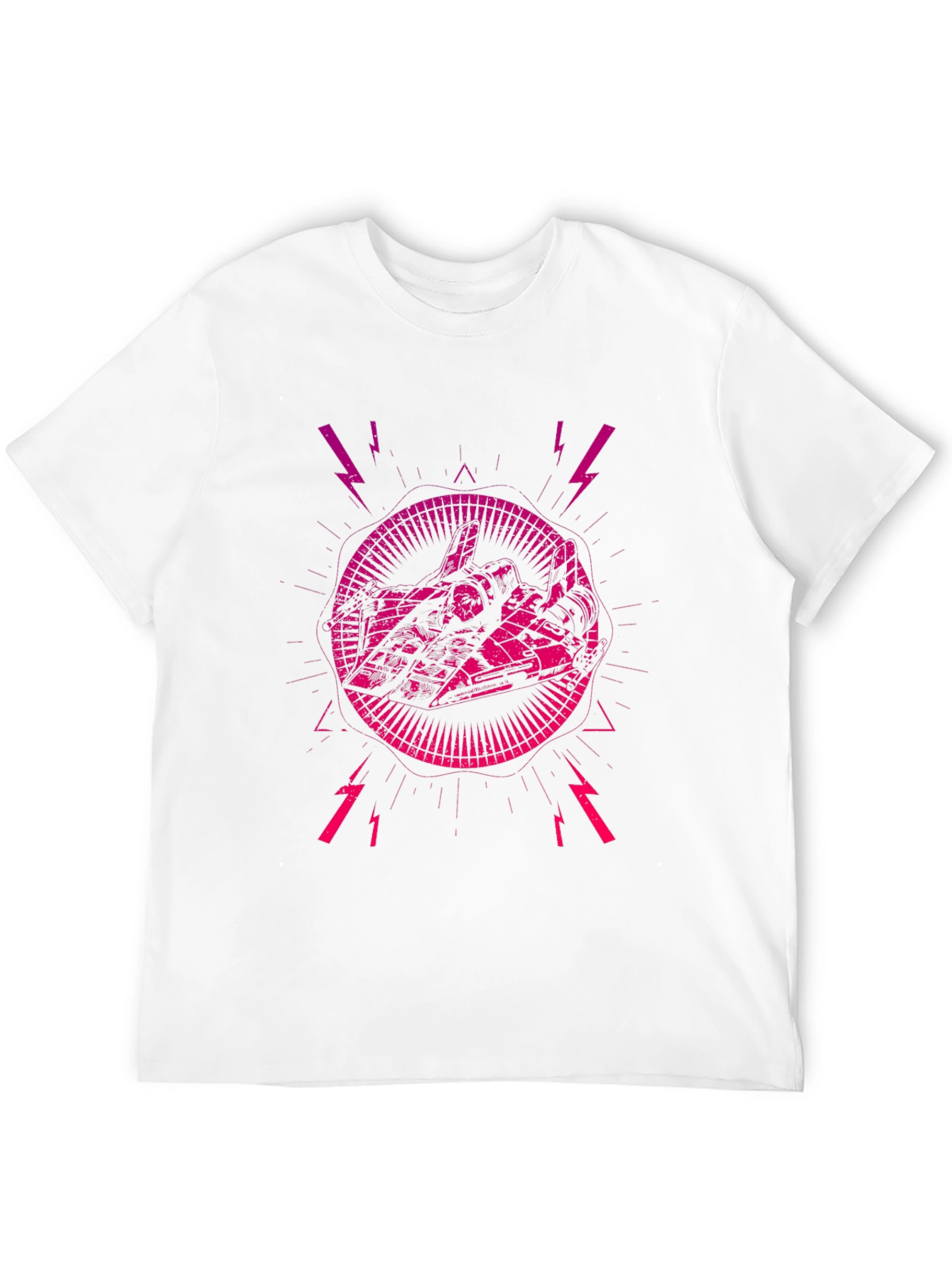 Edgy Graphic Tee: Sci-Fi Lightning Strike Design