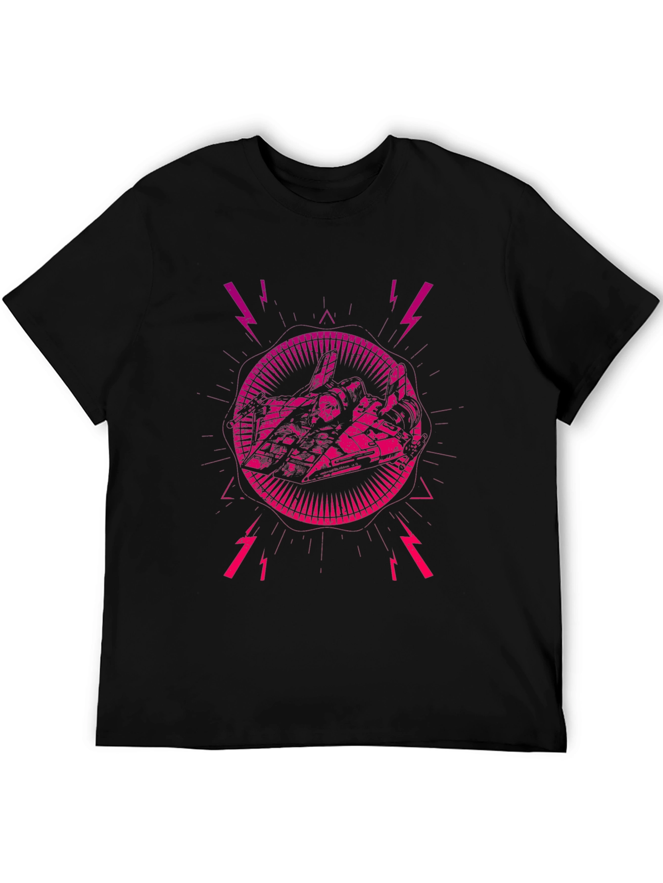 Edgy Graphic Tee: Sci-Fi Lightning Strike Design